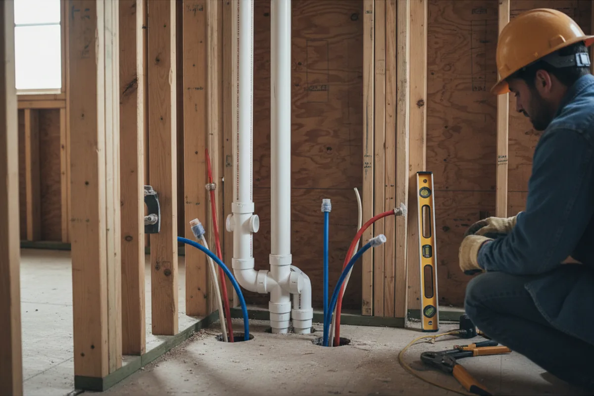 Drain and supply rough-in during Sump Pump Repair in Bellemont